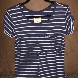 Hollister Blue with White stripes short sleeves